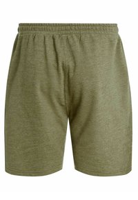 Pantaloni sportivi verde oliva realizzati in tessuto morbido, con una cintura elasticizzata e una vestibilità comoda. Design semplice senza ulteriori motivi.