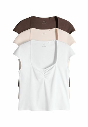 REGULAR FIT - 3 PACK SQUARE NECK  - T-shirt print - chocolate brown pink white