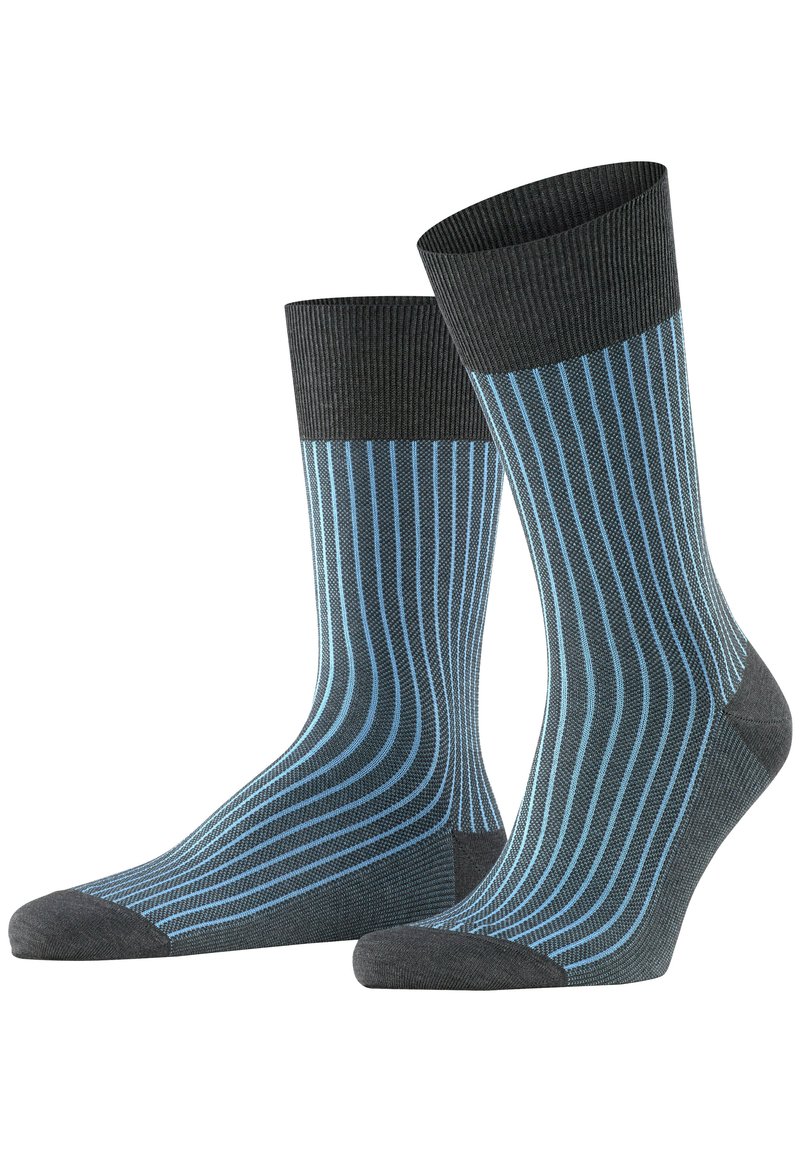 FALKE Oxford Stripe - Calze - anthracite mel