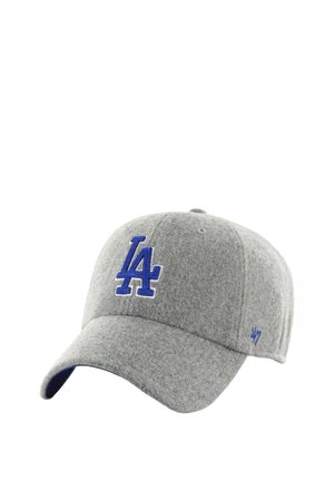 Gray felt cap with a curved brim, featuring blue embroidered "LA" logo on the front and small "47" logo on the side.