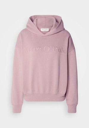 Hoodie rose clair avec "Marc O'Polo" brodé sur la poitrine, doté de manches longues et d'une poche kangourou à l'avant.