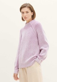 TOM TAILOR Strickpullover - offwhite mauve plaited rib