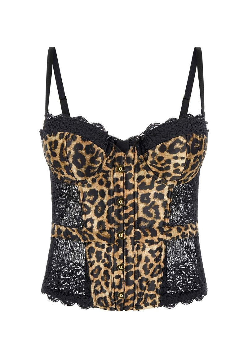 Soutien-gorge Guess Armatures Avec Imprimé Animalier Noir - Taille 80B, Style Balconnet