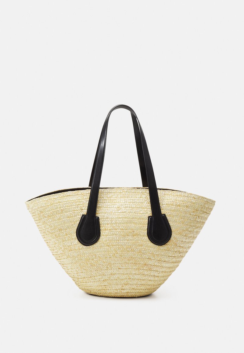 DKNY Magnet Closure Tote Bag For Women - Natural/Black, Casual Style, Spacious 20.5x11.3x10.25 Inches