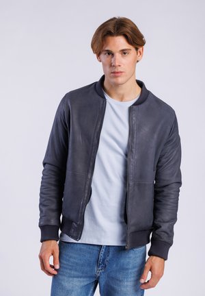 JANNIK - Leren jas - retro blue