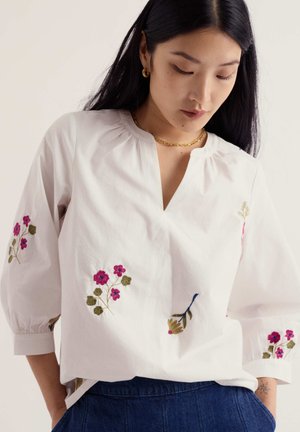 Seasalt Cornwall, SEASALT CORNWALL GRACE EMBROIDERED TOP - Blouse - white - flora embroidery chalk