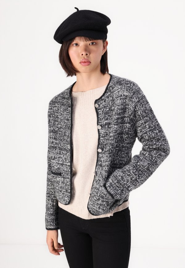 Novelty Button Tweed-Inspired Sweater Jacket - Light jacket2