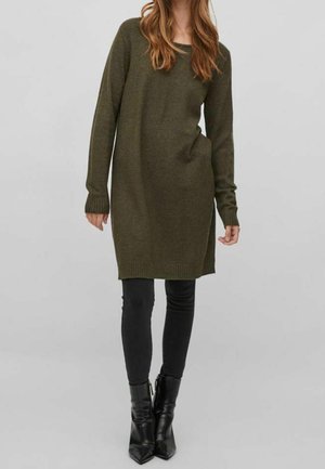 Gebreide jurk - mottled dark green