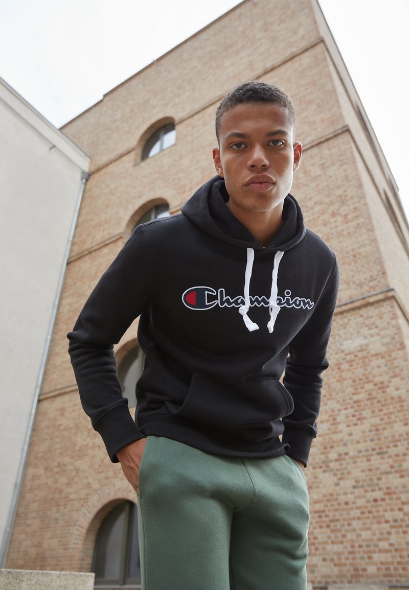 Champion Men's Reverse Weave Script Hood Black/Gold | Culture Kings NZ