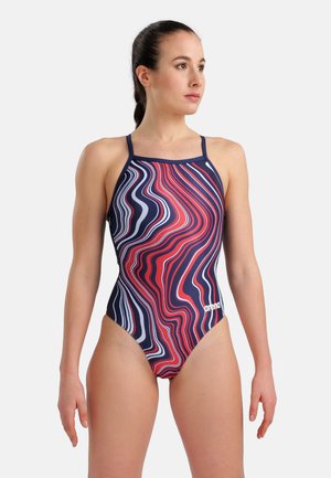 SPORT MARBLED LIGHTDROP BACK - Badeanzug - blau