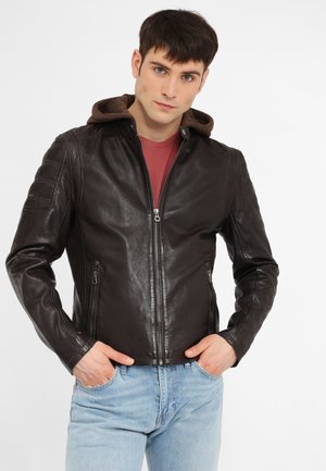 LEDERJACKE RYLO LAKEV - Giacca di pelle - dark brown