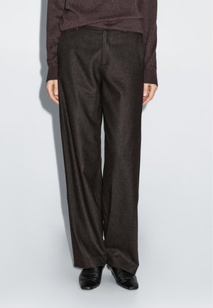 Massimo Dutti FLANNEL - Trousers - mottled dark brown