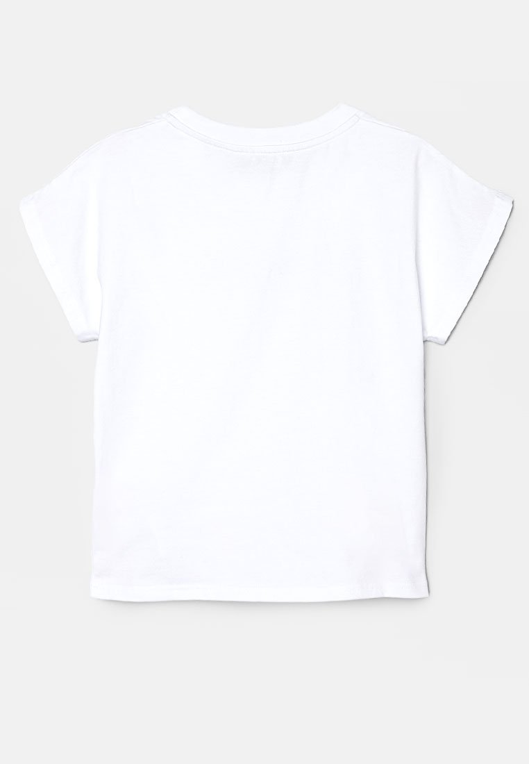 Weißes T-Shirt mit kurzen Ärmeln aus Baumwolle, mit Rundhalsausschnitt und plain Rückseite ohne Muster oder Akzente.