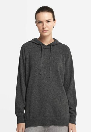 Kapuzenpullover in schiefergrau mit langen Raglanärmeln, verstellbarem Kordelzug sowie gerippten Bündchen und Saum. Weiche Textur, lässiges Design.