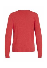VILA VIRIL V-NECK NOOS - Stickad tröja - tomato