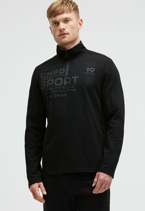 MIT TROYER-KRAGEN UND ARTWORK - Long sleeved top - black