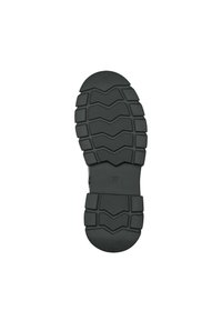 Semelle de chaussure en caoutchouc noir présentant un motif de semelle en zigzag, marquée de la taille 37, conçue pour offrir traction et durabilité.