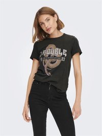 ONLY ONLLUCY LIFE REG S/S JRS NOOS - Printtipaita - black