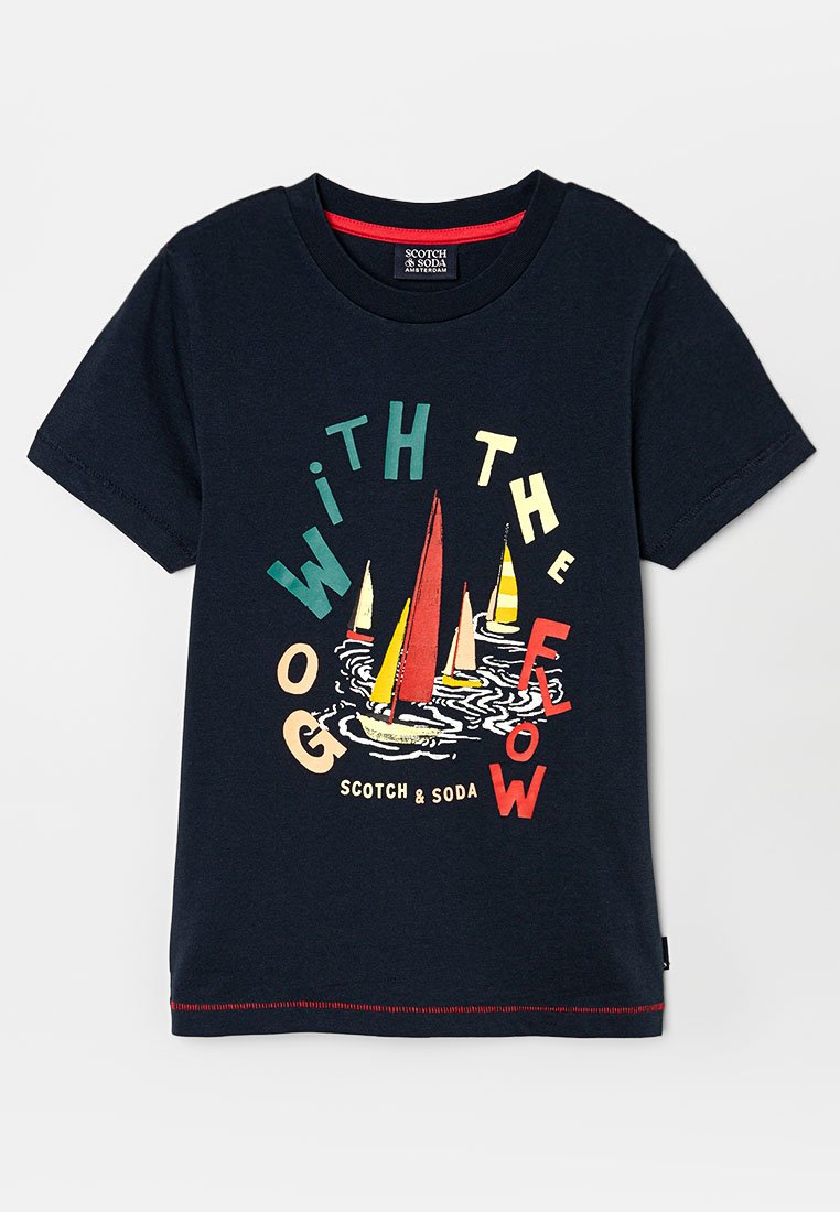 Scotch & Soda T-shirt print donkerblauw