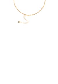 Collar de cadena de serpiente en tono dorado con un diseño suave y fluido. Presenta un cierre de langosta y un extensor ajustable con un acento redondo.
