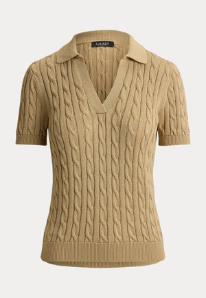 Lauren Ralph Lauren, CABLE COTTON-BLEND SHORT-SLEEVE - Poloshirt - birch tan