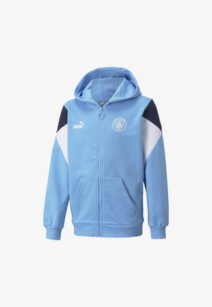 PUMA MAN CITY FTBLCULTURE FULL-ZIP YOUTH FOOTBALL HOODIE UNISEX - Felpa con zip - team light blue/puma white