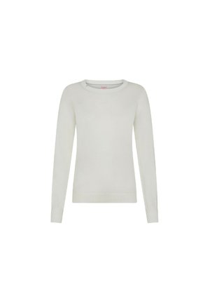 Maglione leggero in crema con maniche lunghe, scollo rotondo e polsini e orlo a coste. Realizzato in morbido materiale a maglia. Senza motivi visibili.