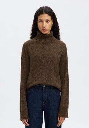Selected Femme SLFLULU ROLL NECK  - Pullover - dachshund melange