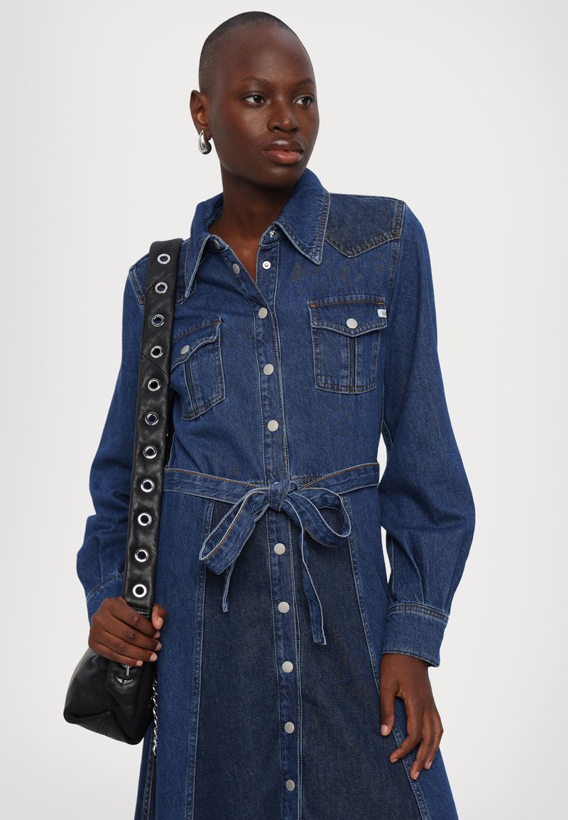 white christmas dresses AG Jeans x Alexa Chung Denim Mini Dress Blue Stretch Cotton Size Extra –  Celebrity Owned