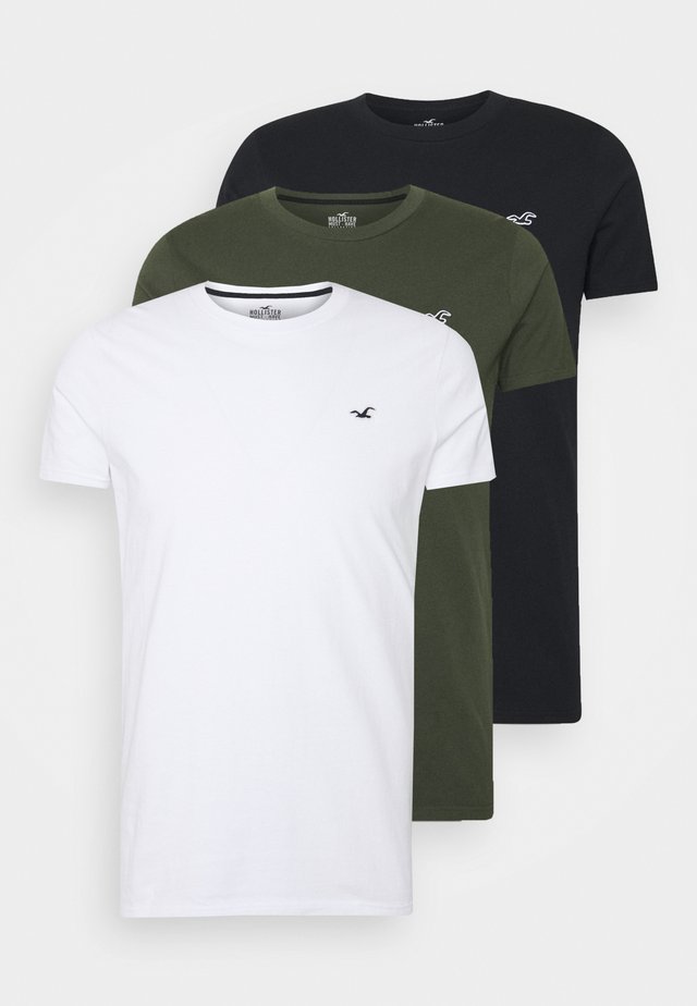 3-PACK - Camiseta básica - white/olive/black
