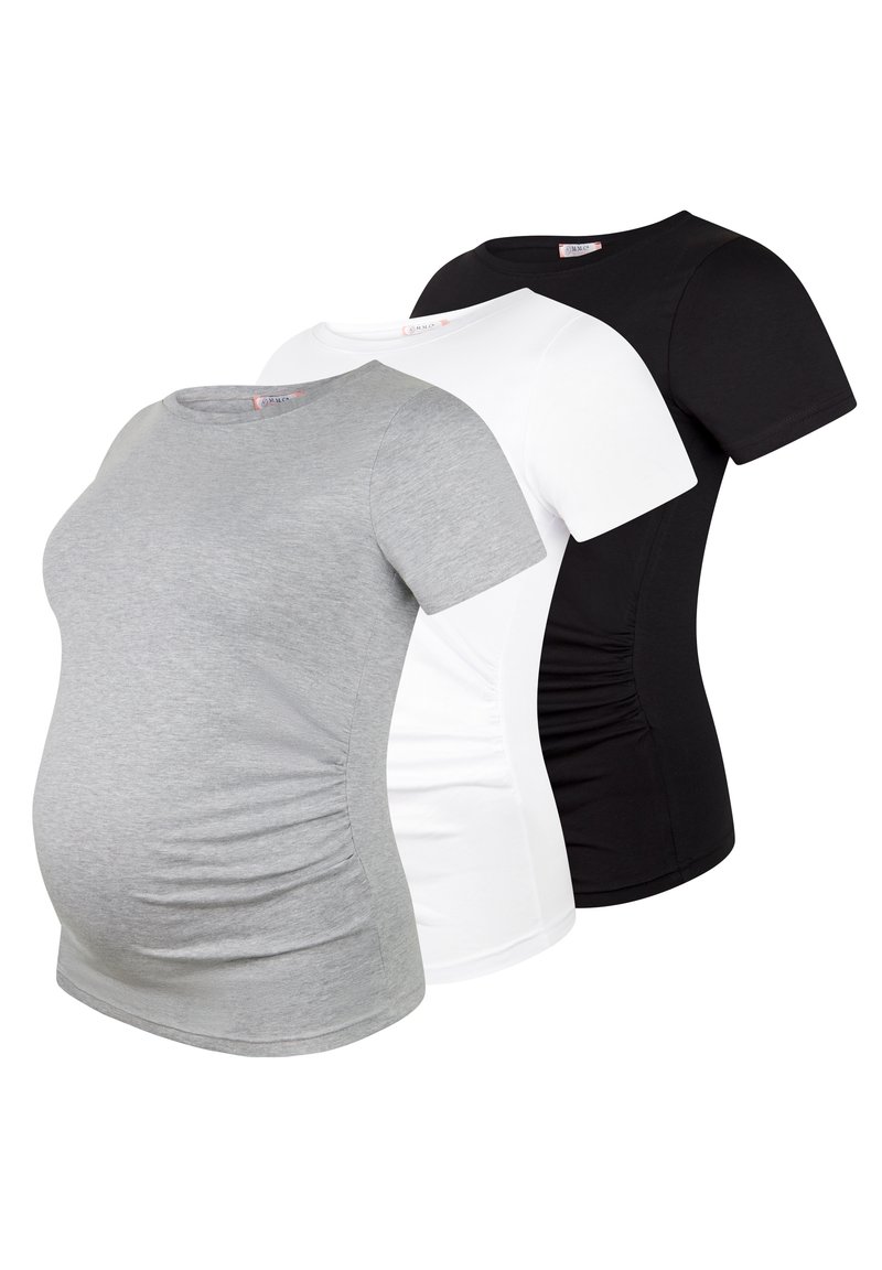 M.M.C. 3ER SET - Camiseta básica - schwarz weiß hellgrau
