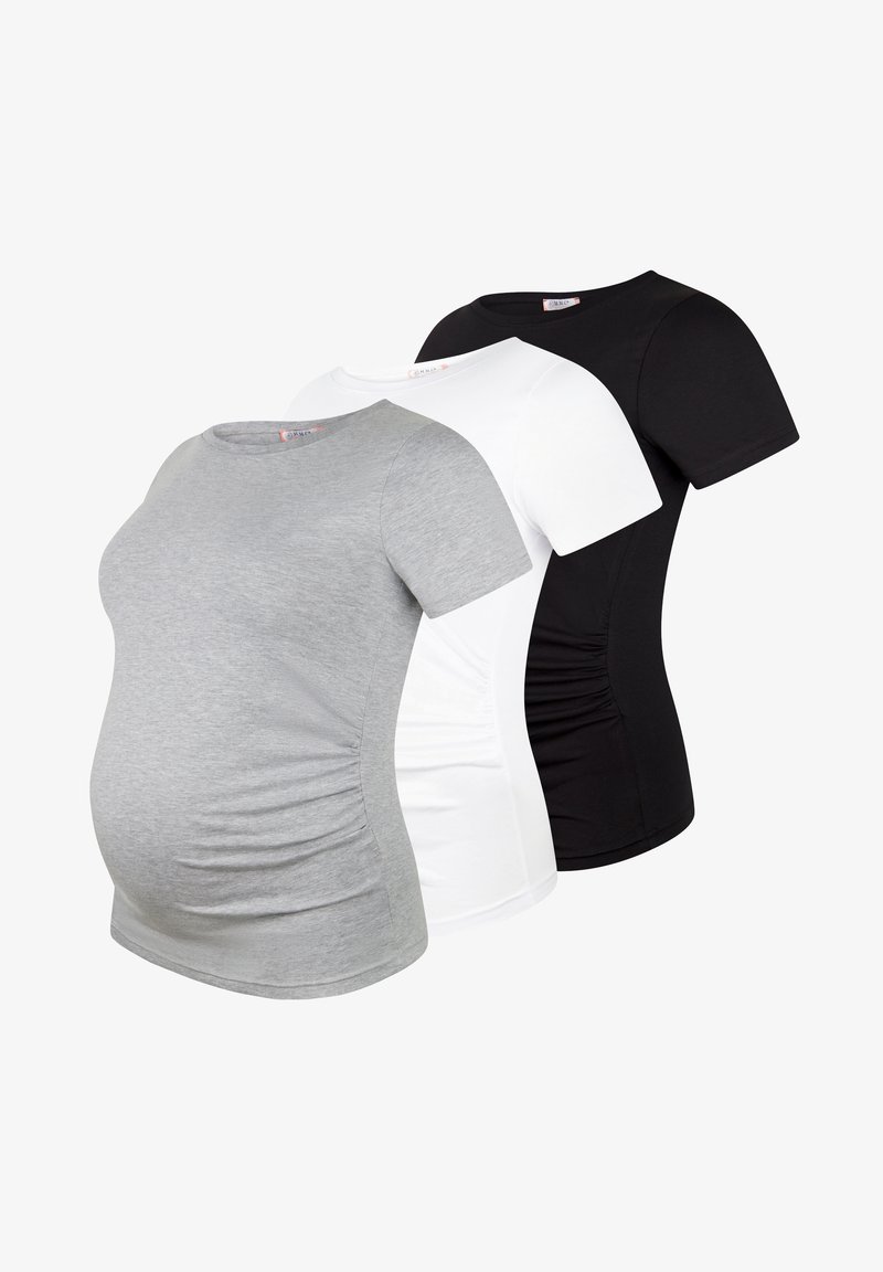 M.M.C. 3ER SET - T-shirt basic - schwarz weiß hellgrau