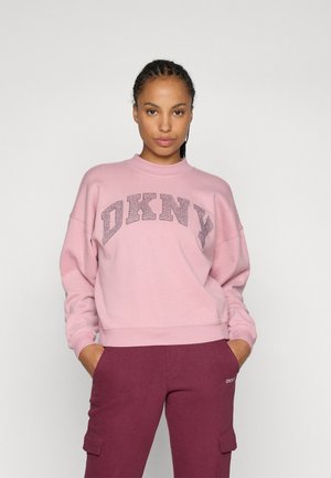 ARCHED EXPLODED RHINESTONE VARISTY LOGO BOWERY HIGH CREW NECK - Melegítőfelső - dusty mauve