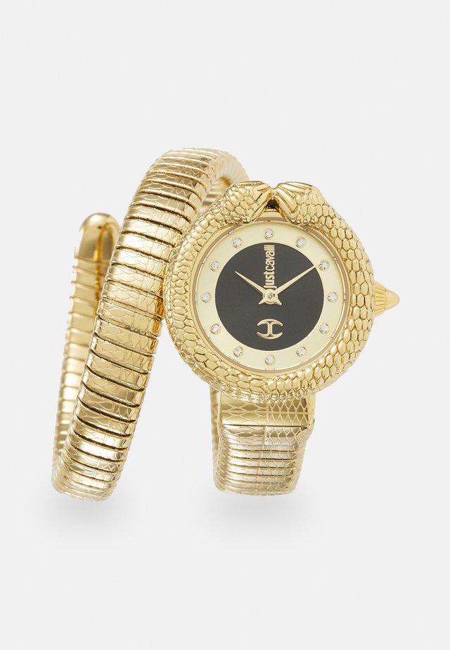 GOLD & BLACK SINGLE WRAP WATCH - Reloj - black sunray (inner)/ champagne sunray (outer)