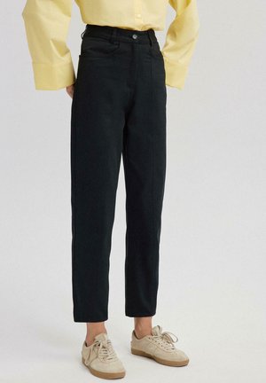 WITH FRONT STITCH DETAIL - Trousers - black