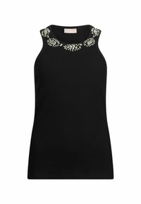 WITH BEJEWELLED APPLIQUÉS - Topp - black