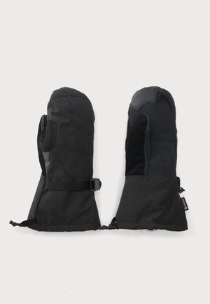Par sorte isolerede vintervotter med justerbare håndledsremme og forlængede manchetter, lavet af vandtæt Gore-Tex stof.