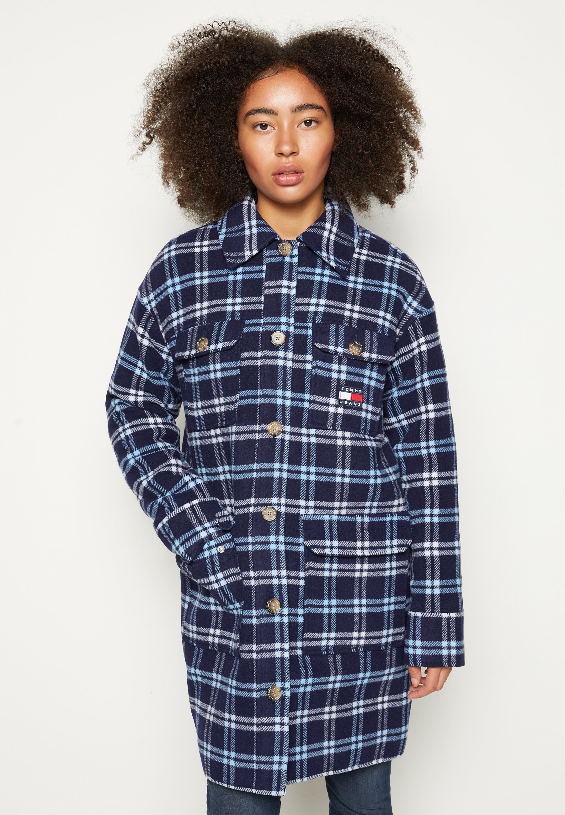 checked wool coat womens