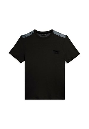 WITH CAMOUFLAGE INSERTS AND CHEST LOGO - T-shirt con stampa - black