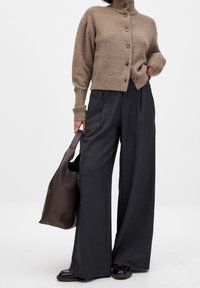 WIDE MID WAIST - Stoffhose - dark grey