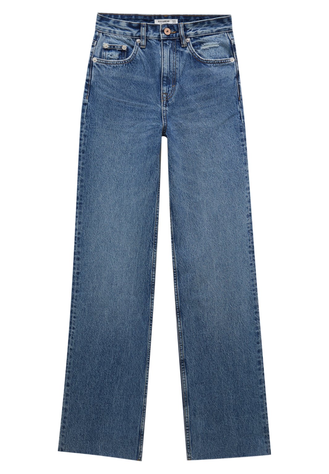 PULL\u0026BEAR Straight-leg jeans with raw 
