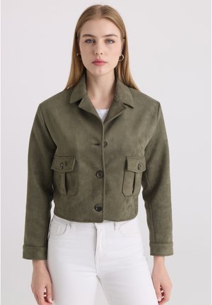 Felix Hardy, BUTTONED FAUX SUEDE JACKET, khaki