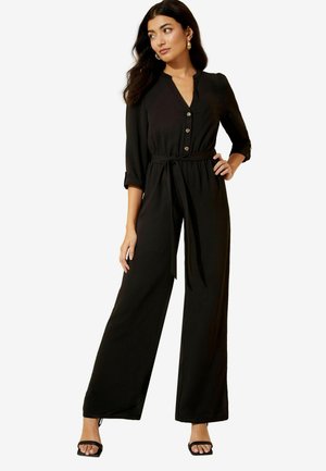 3/4 SLEEVE BELTED WIDE LEG   - Kombinezonas - black