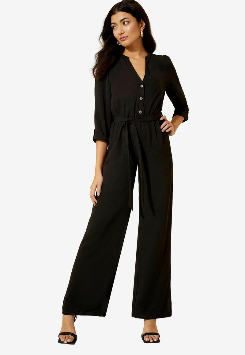 Friends Like These 3/4 SLEEVE BELTED WIDE LEG - Overal - black