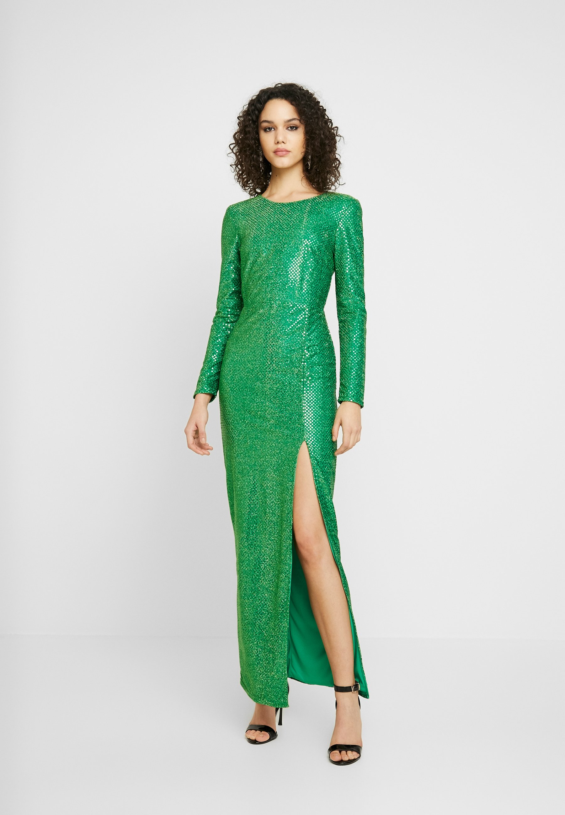 Nly By Nelly Sparkling Slit Gown Ballkleid Green Grun Zalando De 