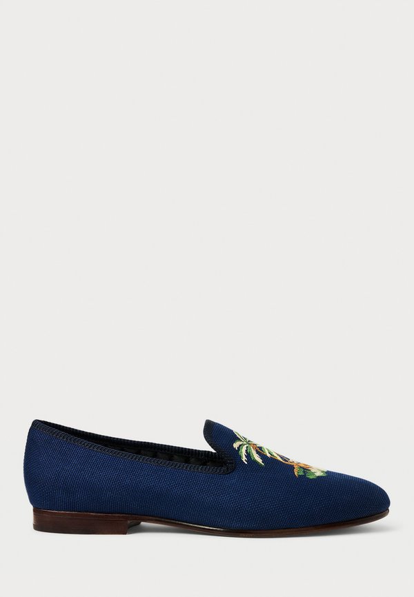 PAXTON EMBROIDERED LINEN-COTTON SLIPPER - Slip-ons - east side royal