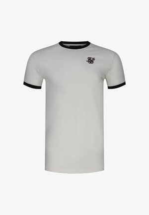 SIKSILK, STRIPE RINGER - T-shirt imprimé - ecru/brown