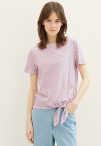 TOM TAILOR DENIM Marškinėliai su spaudiniu - blue red white stripe