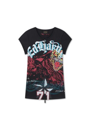 Musta lyhythihainen vetoketjullinen paita, jossa iso punainen lohikäärme- ja tiikeri-kuvio, tyylitelty valkoinen teksti ja numero 71 alareunassa edessä.