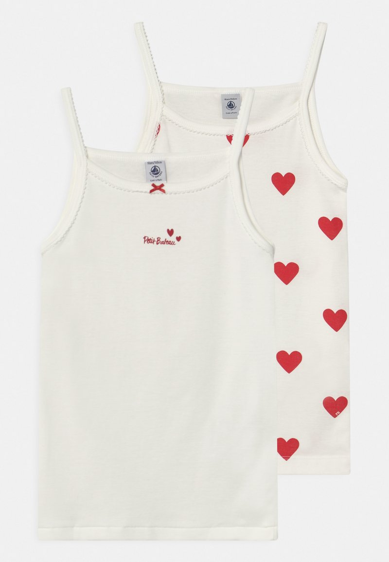 Petit Bateau - HEART 2 PACK - Bluză de corp - white/red, Extindeți